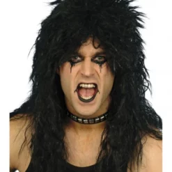 HARD ROCK 80'S CRIMPED WIG - BLACK