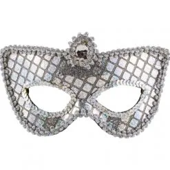 MASK - SILVER BROCADE & SEQUINS