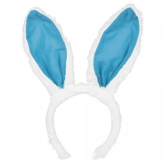 BUNNY EARS ON A HEADBAND BLUE & WHITE