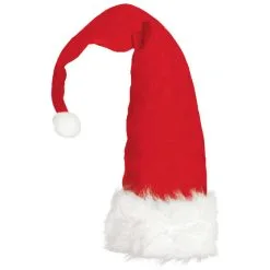 SANTA HAT LONG PLUSH HAT RED & WHITE