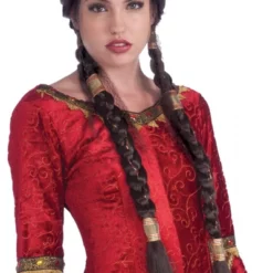 MEDIEVAL MAIDEN LONG BROWN BRAIDED PLAIT WIG