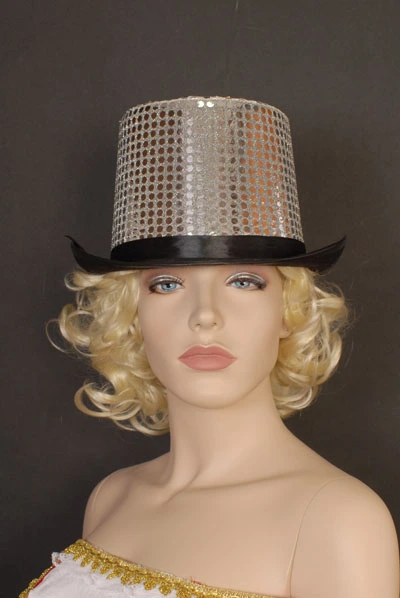 TOP HAT BLACK RIM WITH SILVER SEQUINS
