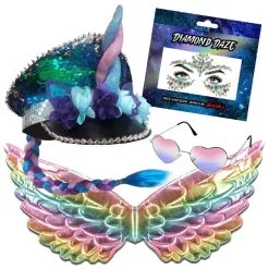 FESTIVAL HAT - SEQUINNED UNICORN PEGASUS 4 PIECE KIT