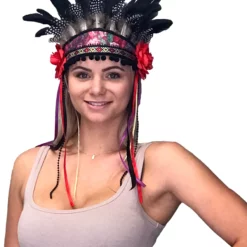 FEATHERED FESTIVAL HEADPIECE - ROSE QUEEN DESIGN