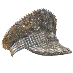 FESTIVAL HAT - BURNING MAN SILVER & WHITE SEQUINNED