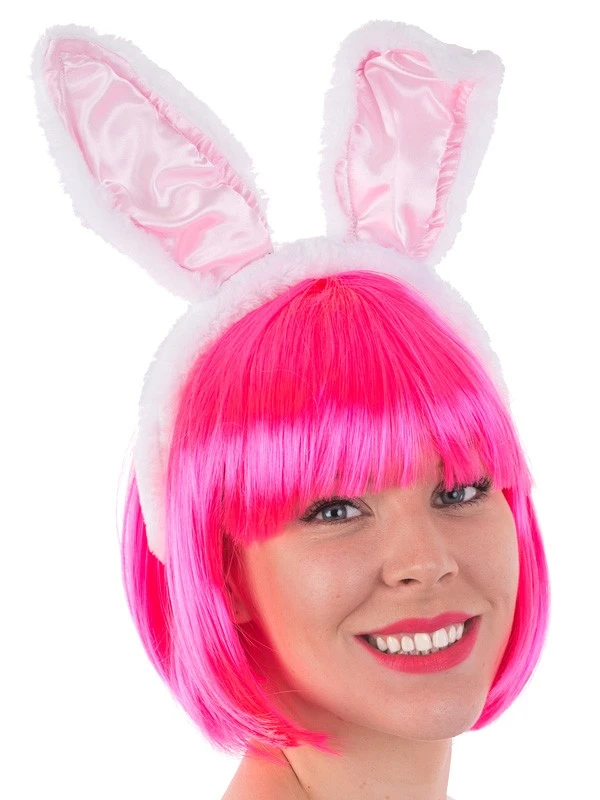 BUNNY EARS ON A HEADBAND PINK & WHITE