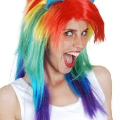STACEY LONG MULTI COLOURED WIG WITH EARS