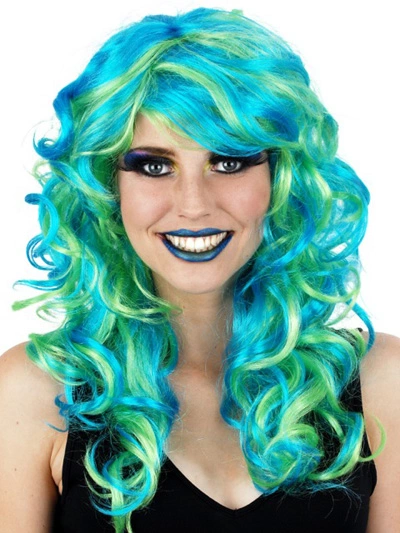 MARISSA SOFT CURL WIG IN BLUE & GREEN