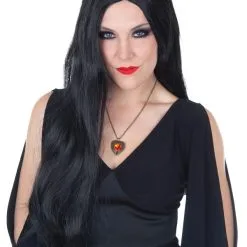 LONG BLACK MORTICIA WIG