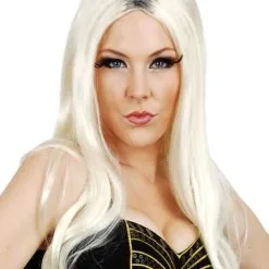 NIKKI BLONDE WIG WITH BLACK ROOTS