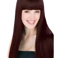 LONG BROWN GLAMOUR WIG WITH FRINGE