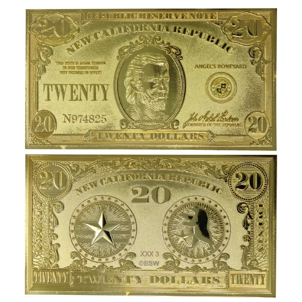 Fallout 24k Gold Plated Limited Edition Replica NCR $20 Bill - Image 3