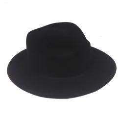 GANGSTER HAT - BLACK PLASTIC FELT FEEL