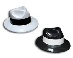 GANGSTER HAT - BLACK OR WHITE PLASTIC