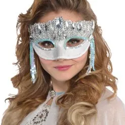 MASK - CRYSTAL SPARKLE WITH SHIMMERING SILVER JEWELS