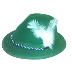 ALPINE MALE HAT - GREEN FLOCKED WITH WHITE FEATHER