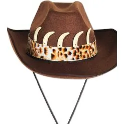 OUTBACK JUNGLE BROWN SUEDE HAT WITH CROCODILE TEETH