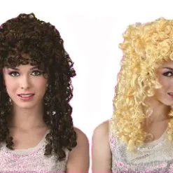 CURLY PERM PARTY WIG - BLONDE OR BROWN