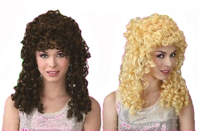 CURLY PERM PARTY WIG - BLONDE OR BROWN