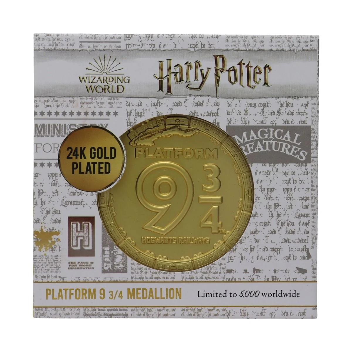 Harry Potter 24K Gold Plated Limited Edition Platform 9 3/4 Medallion