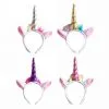 HEADBAND - UNICORN WITH SHINY METALLIC HORN & MARIBOU FLUFF